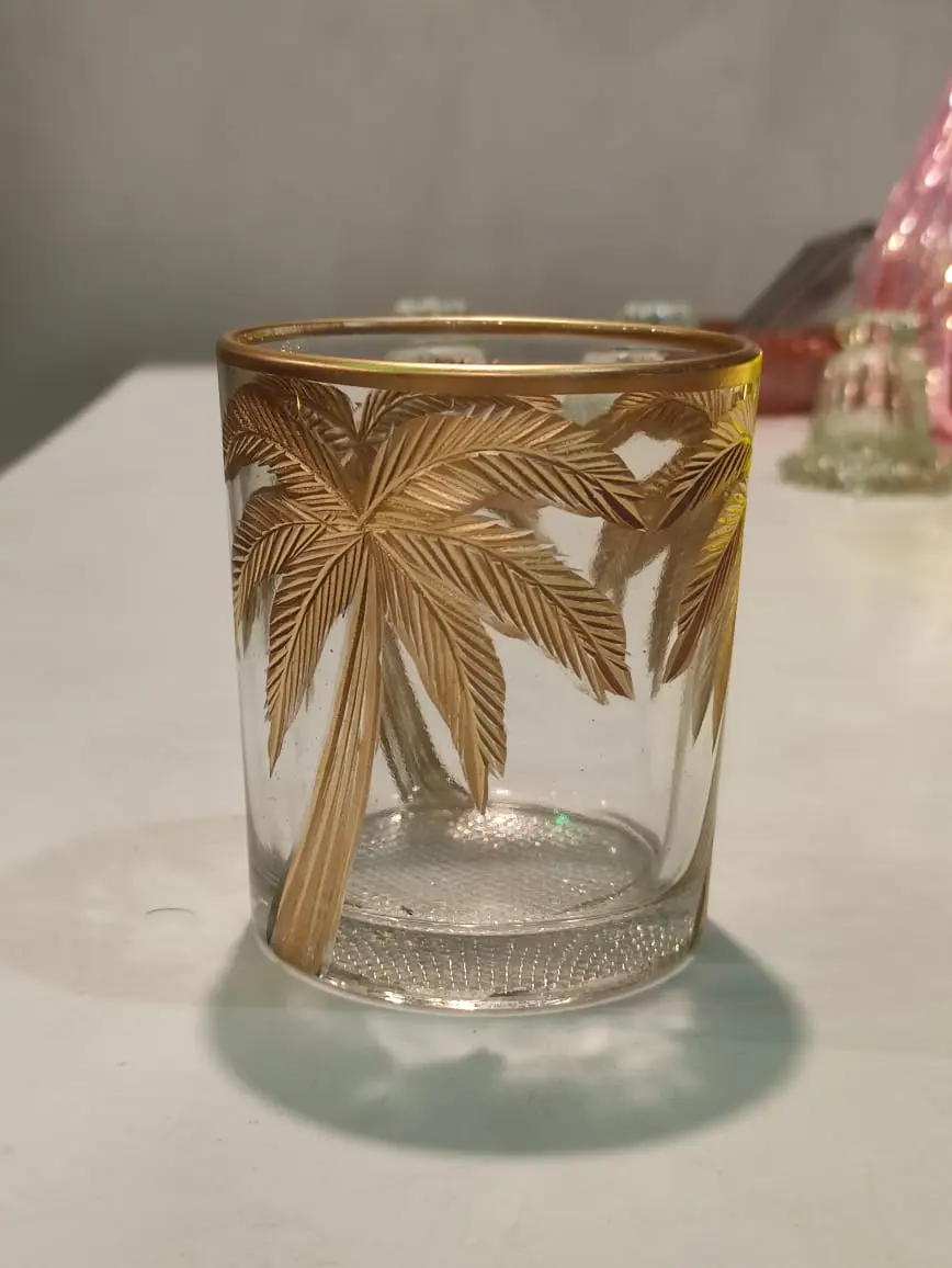 Gold Palm Tree Glass — Handcrafted Export Product by NXTGENEXPORTS, Moradabad